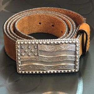 Men Justin Leather Belt Sz 42
